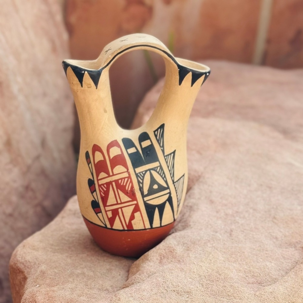 Pueblo Pottery Wedding Vase Native American Acoma Handmade Jemez Southwest BOHO